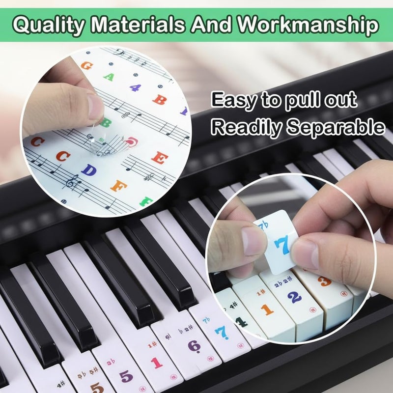 SUPVOX Piano Keyboard Stickers for 61 Keys Transparent Colorful Numbered Decals Removable Adhesive Learning Tool for Beginner Kids and Adults - Image 5